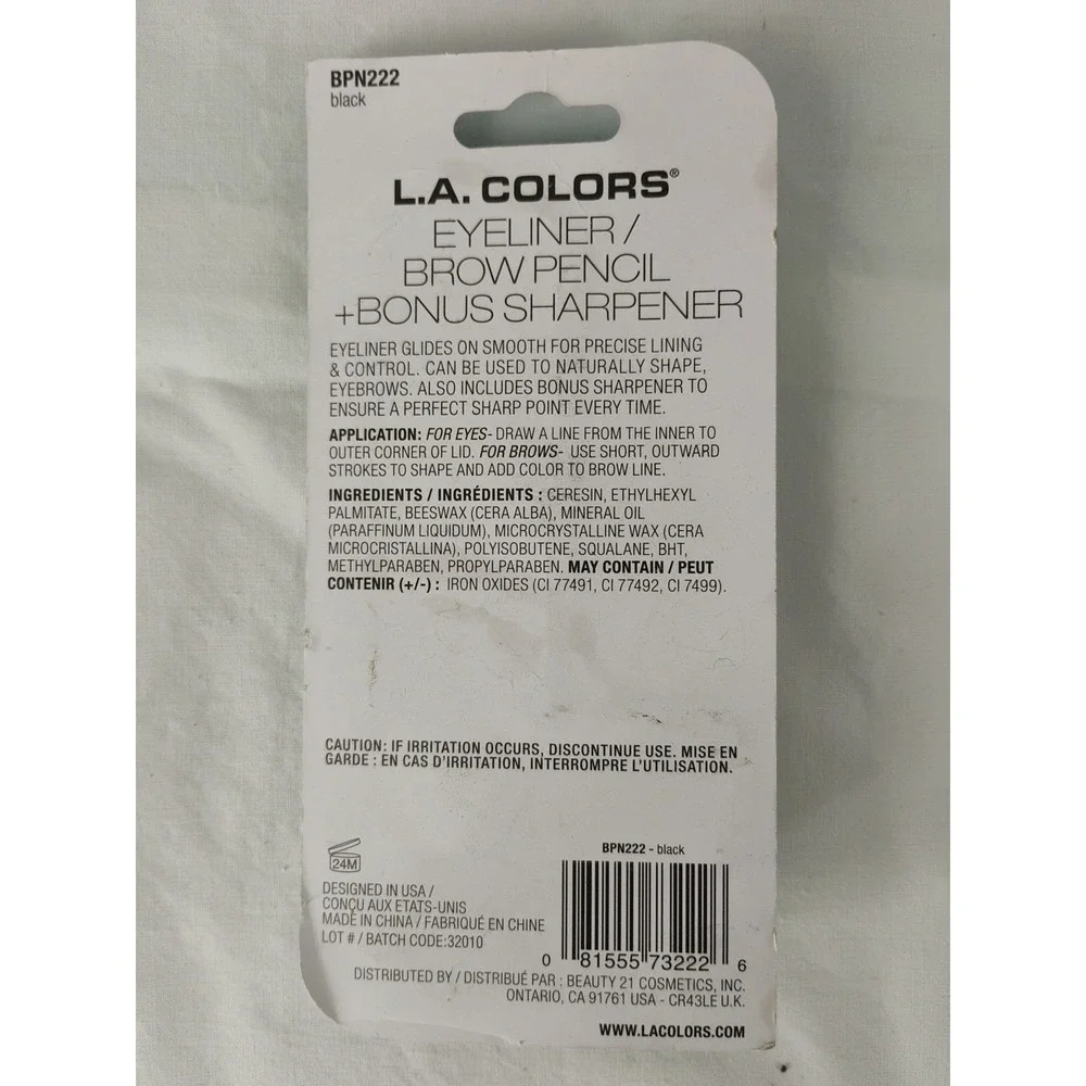 New L.A. COLOR Eyeliner & Brow Pencils‎ Black BPN222 With Sharpener